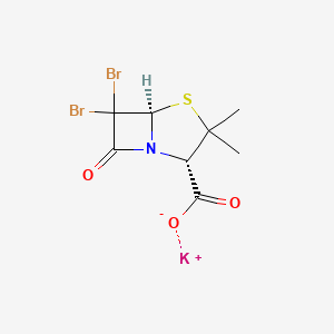 molecular formula C8H8Br2KNO3S B12702577 Potassium (2S-cis)-6,6-dibromo-3,3-dimethyl-7-oxo-4-thia-1-azabicyclo(3.2.0)heptane-2-carboxylate CAS No. 76350-50-0