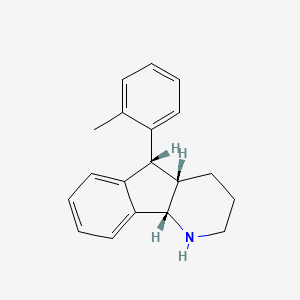 molecular formula C19H21N B12702602 1H-Indeno(1,2-b)pyridine, 2,3,4,4a,5,9b-hexahydro-5-(2-methylphenyl)-, (4a-alpha,5-alpha,9b-alpha)- CAS No. 88763-17-1