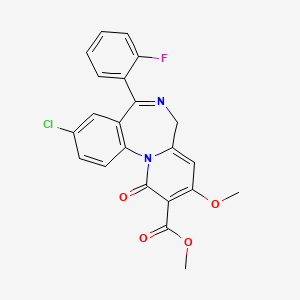 molecular formula C22H16ClFN2O4 B12702668 Pyrido(1,2-a)(1,4)benzodiazepine-2-carboxylic acid, 1,5-dihydro-9-chloro-7-(2-fluorophenyl)-3-methoxy-1-oxo-, methyl ester CAS No. 112634-66-9