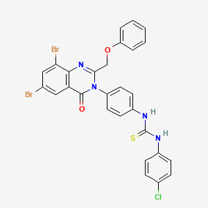 molecular formula C28H19Br2ClN4O2S B12702731 Thiourea, N-(4-chlorophenyl)-N'-(4-(6,8-dibromo-4-oxo-2-(phenoxymethyl)-3(4H)-quinazolinyl)phenyl)- CAS No. 118526-02-6