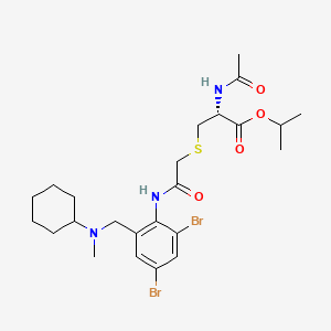 molecular formula C24H35Br2N3O4S B12702798 Alanine, N-acetyl-3-(((2-((cyclohexylmethylamino)methyl)-4,6-dibromocarbaniloyl)methyl)thio)-, isopropyl ester CAS No. 97290-50-1