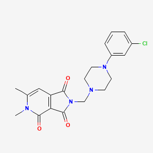 molecular formula C20H21ClN4O3 B12702844 1H-Pyrrolo(3,4-c)pyridine-1,3,4(2H,5H)-trione, 2-((4-(3-chlorophenyl)-1-piperazinyl)methyl)-5,6-dimethyl- CAS No. 147297-09-4