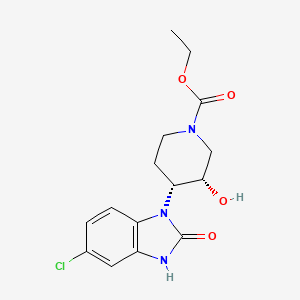 molecular formula C15H18ClN3O4 B12702871 Ethyl cis-4-(5-chloro-2,3-dihydro-2-oxo-1H-benzimidazol-1-yl)-3-hydroxypiperidine-1-carboxylate CAS No. 83763-16-0