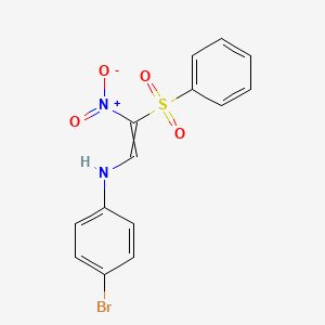 molecular formula C14H11BrN2O4S B1270290 N-[2-(benzenesulfonyl)-2-nitroethenyl]-4-bromoaniline 