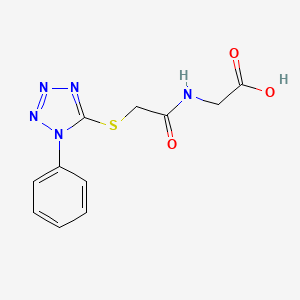 molecular formula C11H11N5O3S B12702945 N-(((1-Phenyl-1H-tetrazol-5-yl)thio)acetyl)glycine CAS No. 133506-45-3