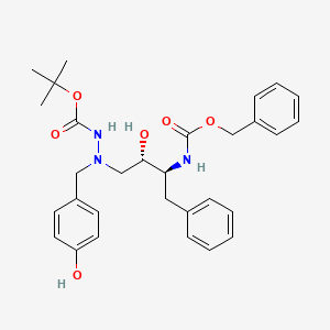 molecular formula C30H37N3O6 B12703019 5S-(Benzyloxycarbonyl)amino-2N-(N-(t-butyloxycarbonyl)amino)-4S-hydroxy-1-(4-hydroxyphenyl)-6-phenyl-2-azahexane CAS No. 162739-43-7