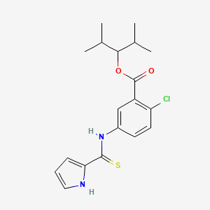 molecular formula C19H23ClN2O2S B12703045 Benzoic acid, 2-chloro-5-((1H-pyrrol-2-ylthioxomethyl)amino)-, 2-methyl-1-(1-methylethyl)propyl ester CAS No. 178870-39-8