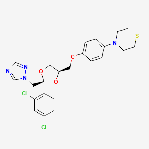 molecular formula C23H24Cl2N4O3S B12703070 Thiomorpholine, 4-(4-((2-(2,4-dichlorophenyl)-2-(1H-1,2,4-triazol-1-ylmethyl)-1,3-dioxolan-4-yl)methoxy)phenyl)-, cis- CAS No. 103661-09-2