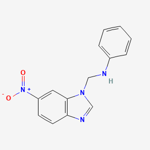 molecular formula C14H12N4O2 B12703174 1H-Benzimidazole-1-methanamine, 6-nitro-N-phenyl- CAS No. 103248-21-1