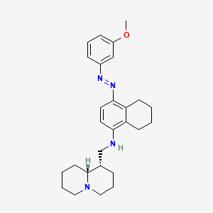 molecular formula C27H36N4O B12703188 2H-Quinolizine-1-methanamine, octahydro-N-(4-((3-methoxyphenyl)azo)-5,6,7,8-tetrahydro-1-naphthalenyl)-, (1R-trans)- CAS No. 150359-17-4