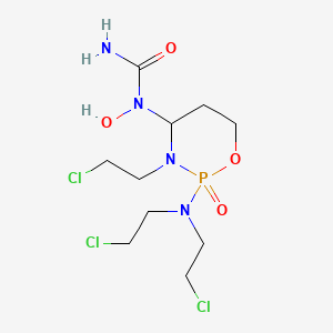 molecular formula C10H20Cl3N4O4P B12703230 Urea, N-(2-(bis(2-chloroethyl)amino)-3-(2-chloroethyl)-tetrahydro-2H-1,3,2-oxazaphosphorin-4-yl)-N-hydroxy-, P-oxide CAS No. 97139-58-7