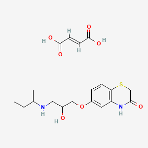 molecular formula C19H26N2O7S B12703262 6-[3-(butan-2-ylamino)-2-hydroxypropoxy]-4H-1,4-benzothiazin-3-one;(E)-but-2-enedioic acid CAS No. 91375-87-0