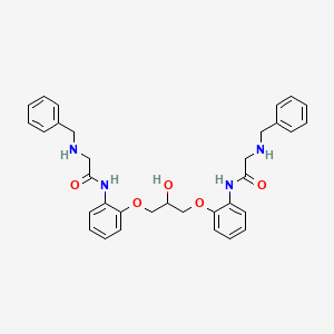 molecular formula C33H36N4O5 B12703293 Acetamide, N,N'-((2-hydroxy-1,3-propanediyl)bis(oxy-2,1-phenylene))bis(2-((phenylmethyl)amino)- CAS No. 118720-98-2