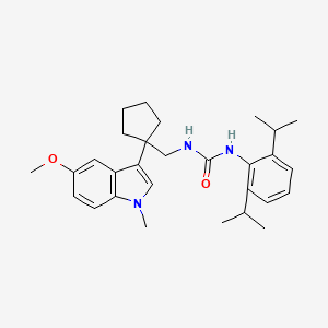 molecular formula C29H39N3O2 B12703318 Urea, N-(2,6-bis(1-methylethyl)phenyl)-N'-((1-(5-methoxy-1-methyl-1H-indol-3-yl)cyclopentyl)methyl)- CAS No. 145131-50-6