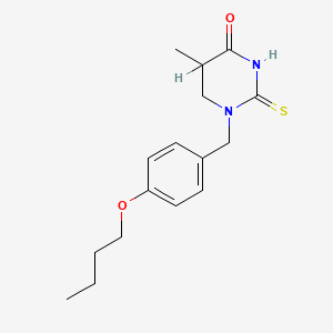 molecular formula C16H22N2O2S B12703330 1-((4-Butoxyphenyl)methyl)tetrahydro-5-methyl-2-thioxo-4(1H)-pyrimidinone CAS No. 62554-19-2