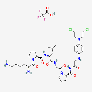 molecular formula C38H58Cl2F3N9O8 B12703385 Glycinamide, D-lysyl-L-prolyl-L-leucylglycyl-L-prolyl-N-(4-(bis(2-chloroethyl)amino)phenyl)-,mono(trifluoroacetate) CAS No. 68426-98-2