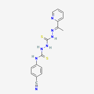 molecular formula C16H15N7S2 B12703435 Carbonothioic dihydrazide, N''-(((4-cyanophenyl)amino)thioxomethyl)-N'''-((1E)-1-(2-pyridinyl)ethylidene)- CAS No. 127142-16-9