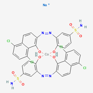 molecular formula C32H22Cl4CoN6NaO8S2+ B12703476 Sodium bis(3-((5,8-dichloro-1-hydroxy-2-naphthyl)azo)-4-hydroxybenzenesulphonamidato(2-))cobaltate(1-) CAS No. 94276-77-4