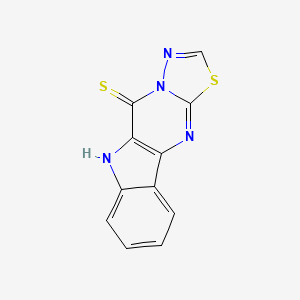 molecular formula C11H6N4S2 B12703532 14-thia-8,11,12,16-tetrazatetracyclo[7.7.0.02,7.011,15]hexadeca-1(9),2,4,6,12,15-hexaene-10-thione CAS No. 116989-27-6