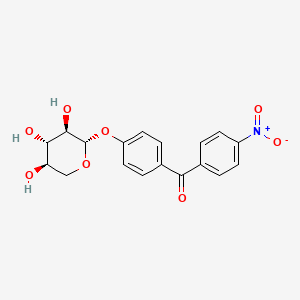 molecular formula C18H17NO8 B12703605 Methanone, (4-nitrophenyl)(4-(beta-D-xylopyranosyloxy)phenyl)- CAS No. 83354-69-2