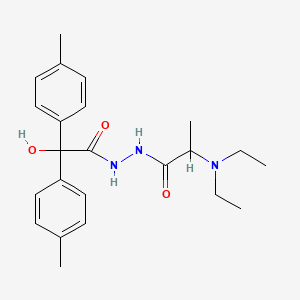 molecular formula C23H31N3O3 B12703685 Benzeneacetic acid, alpha-hydroxy-4-methyl-alpha-(4-methylphenyl)-, 2-(2-(diethylamino)-1-oxopropyl)hydrazide CAS No. 128156-92-3