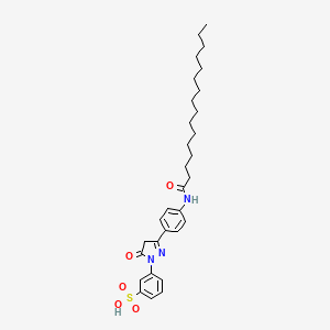 molecular formula C31H43N3O5S B12703714 m-(4,5-Dihydro-5-oxo-3-(4-((1-oxohexadecyl)amino)phenyl)-1H-pyrazol-1-yl)benzenesulphonic acid CAS No. 97158-36-6