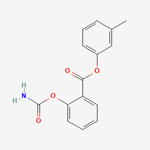 molecular formula C15H13NO4 B12703739 Benzoic acid, 2-((aminocarbonyl)oxy)-, 3-methylphenyl ester CAS No. 88599-49-9