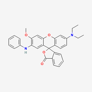molecular formula C31H28N2O4 B12703754 2'-Anilino-6'-(diethylamino)-3'-methoxyspiro(isobenzofuran-1(3H)-9'(9H)-xanthene)-3-one CAS No. 73852-10-5