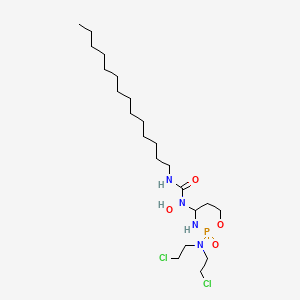 molecular formula C22H45Cl2N4O4P B12703801 Urea, N-(2-(bis(2-chloroethyl)amino)tetrahydro-2H-1,3,2-oxazaphosphorin-4-yl)-N-hydroxy-N'-tetradecyl-, P-oxide CAS No. 97139-14-5