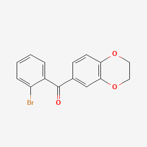 molecular formula C15H11BrO3 B1270382 2-Bromo-3',4'-(ethylenedioxy)benzophenone CAS No. 164526-08-3