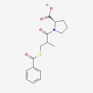 molecular formula C16H19NO4S B12703837 L-Proline, 1-(3-(benzoylthio)-2-methyl-1-oxopropyl)- CAS No. 75714-71-5