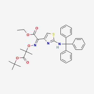 molecular formula C34H37N3O5S B12703855 Ethyl (Z)-alpha-((2-(tert-butoxy)-1,1-dimethyl-2-oxoethoxy)imino)-2-(tritylamino)thiazol-4-acetate CAS No. 68672-65-1