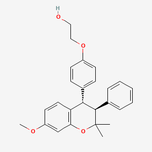 molecular formula C26H28O4 B12703956 Ethanol, 2-(4-(3,4-dihydro-7-methoxy-2,2-dimethyl-3-phenyl-2H-1-benzopyran-4-yl)phenoxy)-, trans- CAS No. 123886-67-9