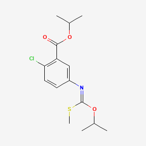 molecular formula C15H20ClNO3S B12703976 Benzoic acid, 2-chloro-5-(((1-methylethoxy)(methylthio)methylene)amino)-, 1-methylethyl ester CAS No. 135812-48-5