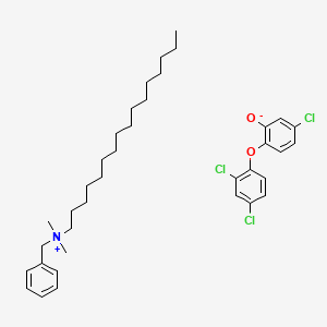 molecular formula C37H52Cl3NO2 B12703990 benzyl-hexadecyl-dimethylazanium;5-chloro-2-(2,4-dichlorophenoxy)phenolate CAS No. 94158-10-8