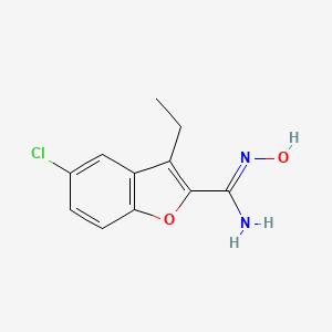 molecular formula C11H11ClN2O2 B12704014 2-Benzofurancarboximidamide, 5-chloro-3-ethyl-N-hydroxy- CAS No. 84748-04-9