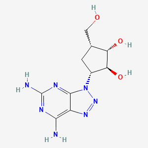molecular formula C10H15N7O3 B12704044 1,2-Cyclopentanediol, 3-(5,7-diamino-3H-1,2,3-triazolo(4,5-d)pyrimidin-3-yl)-5-(hydroxymethyl)-, (1S,2S,3R,5R)- CAS No. 108742-13-8