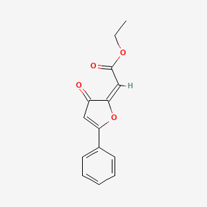 molecular formula C14H12O4 B12704078 Ethyl (3-oxo-5-phenyl-2(3H)-furanylidene)acetate CAS No. 97181-01-6