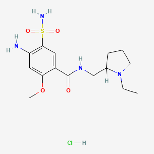 molecular formula C15H25ClN4O4S B12704087 4-Amino-5-(aminosulphonyl)-N-((1-ethyl-2-pyrrolidinyl)methyl)-2-methoxybenzamide monohydrochloride CAS No. 65016-40-2
