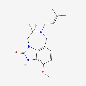 molecular formula C17H23N3O2 B12704092 Imidazo(4,5,1-jk)(1,4)benzodiazepin-2(1H)-one, 4,5,6,7-tetrahydro-10-methoxy-5-methyl-6-(3-methyl-2-butenyl)- CAS No. 257891-50-2