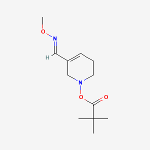 molecular formula C12H20N2O3 B12704140 3-Pyridinecarboxaldehyde, 1,2,5,6-tetrahydro-1-(2,2-dimethyl-1-oxopropoxy)-, 3-(O-methyloxime), (E)- CAS No. 145071-53-0