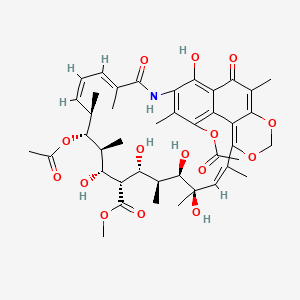 molecular formula C42H53NO15 B12704182 methyl (7E,9Z,11R,12R,13S,14R,15S,16R,17S,18R,19R,20Z)-2,12-diacetyloxy-14,16,18,19,31-pentahydroxy-3,7,11,13,17,19,21,27-octamethyl-6,28-dioxo-23,25-dioxa-5-azatetracyclo[20.7.1.14,29.026,30]hentriaconta-1,3,7,9,20,22(30),26,29(31)-octaene-15-carboxylate 