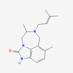 molecular formula C17H23N3O B12704183 Imidazo(4,5,1-jk)(1,4)benzodiazepine-8-methyl-1,2,4,5,6,7-hexahydro-5-methyl-6-(3-methyl-2-butenyl)-2-oxo- CAS No. 257891-53-5