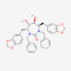 molecular formula C35H36N2O7 B12704185 (4R,5S,6S,7R)-4,7-bis(1,3-benzodioxol-5-ylmethyl)-1-benzyl-3-(cyclohexa-1,5-dien-1-ylmethyl)-5,6-dihydroxy-1,3-diazepan-2-one CAS No. 177283-94-2