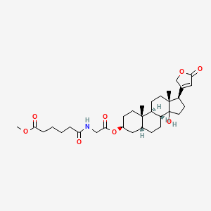 molecular formula C32H47NO8 B12704190 Card-20(22)-enolide, 14-hydroxy-3-((((6-methoxy-1,6-dioxohexyl)amino)acetyl)oxy)-, (3-beta,5-beta)- CAS No. 81072-22-2