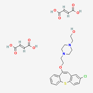 molecular formula C30H33ClN2O10S B12704203 (E)-but-2-enedioic acid;2-[4-[2-(3-chlorobenzo[b][1]benzothiepin-6-yl)oxyethyl]piperazin-1-yl]ethanol CAS No. 132121-40-5