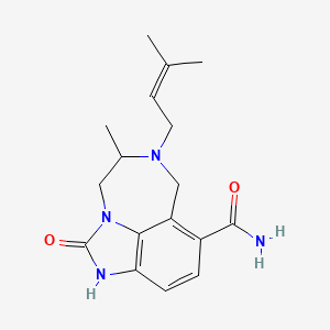 molecular formula C17H22N4O2 B12704216 Imidazo(4,5,1-jk)(1,4)benzodiazepine-8-carboxamide, 1,2,4,5,6,7-hexahydro-5-methyl-6-(3-methyl-2-butenyl)-2-oxo- CAS No. 257891-56-8