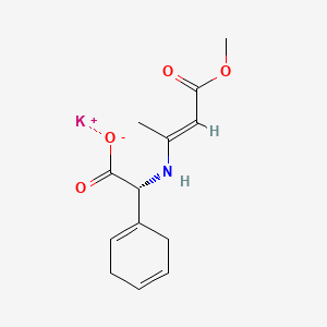 molecular formula C13H16KNO4 B12704253 Potassium (R)-alpha-((3-methoxy-1-methyl-3-oxo-1-propenyl)amino)cyclohexa-1,4-diene-1-acetate CAS No. 62551-93-3
