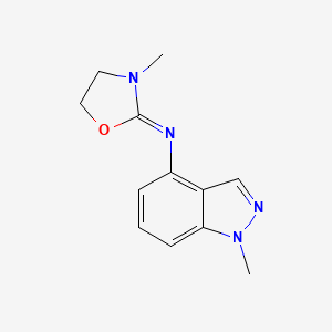 molecular formula C12H14N4O B12704266 1-Methyl-N-(3-methyl-2-oxazolidinylidene)-1H-indazol-4-amine CAS No. 87179-48-4