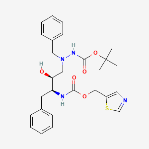 molecular formula C27H34N4O5S B12704281 5S-(((5-Thiazolyl)methoxy)carbonyl)amino-2-(t-butyloxycarbonyl)amino-4S-hydroxy-1,6-diphenyl-2-azahexane CAS No. 162739-24-4